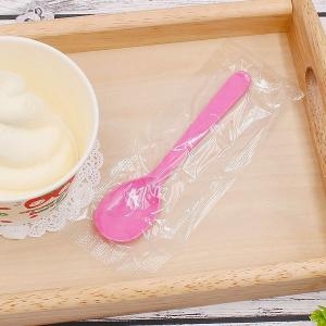 이룸팩 일회용 아이스크림 스푼 (대) 핑크 (100개)_이미지