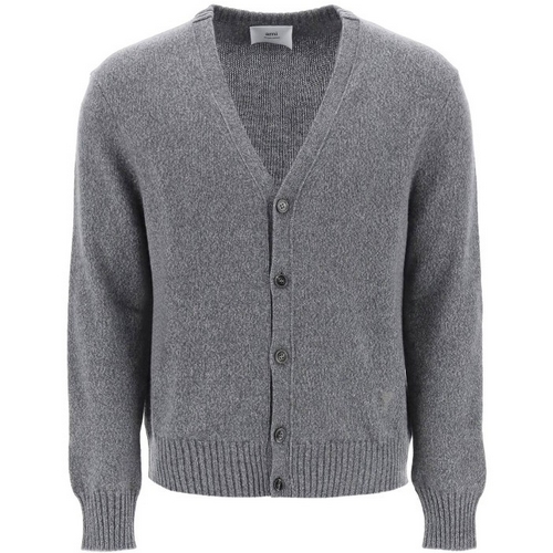 AMI 토널 하트 로고 캐시미어 가디건 HKC127 005 (055, 그레이)