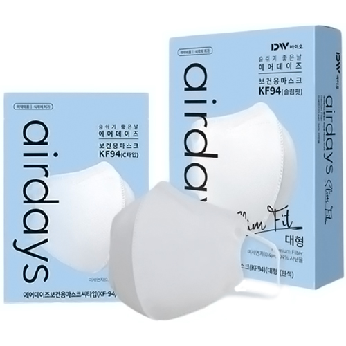디더블유바이오 에어데이즈 슬림핏 KF94 대형 (100매)