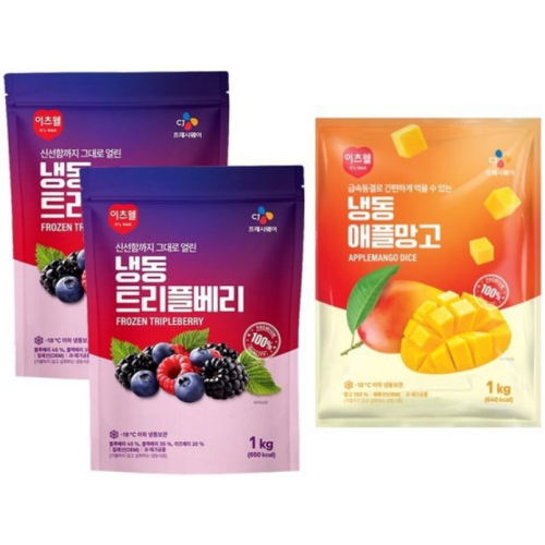 냉동 트리플베리 1kg x 2개 + 냉동 애플망고 1kg