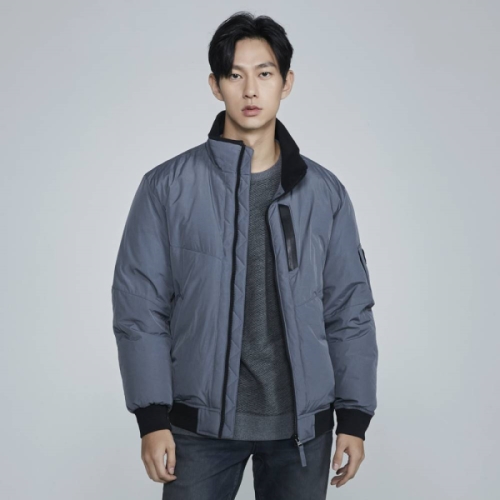 버커루 남성 나일론 절개 디테일 다운 점퍼 B224DW320P_이미지