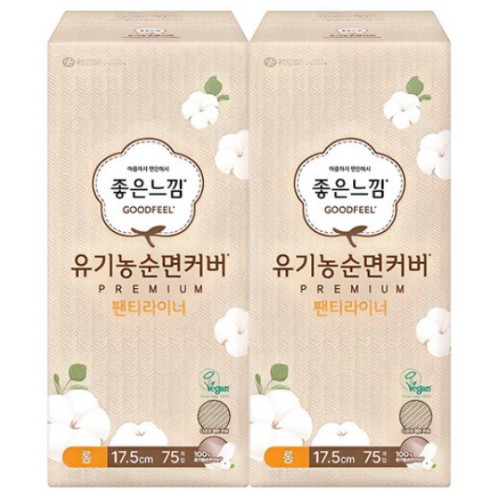 좋은느낌 유기농 순면커버 프리미엄 롱 팬티라이너 75개 (4팩(300개))_이미지