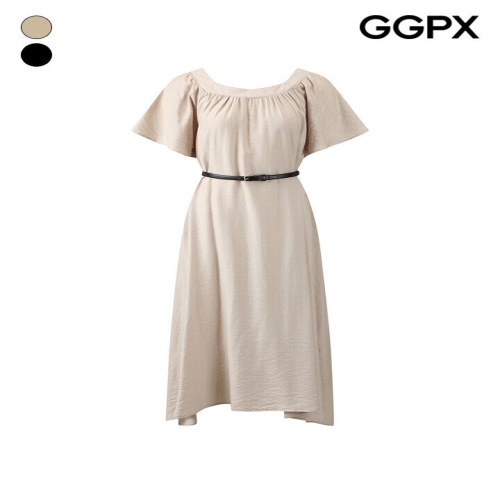 GGPX 여성 블랙 슬림 벨트 세트 플레어 원피스 GQ3OP003F