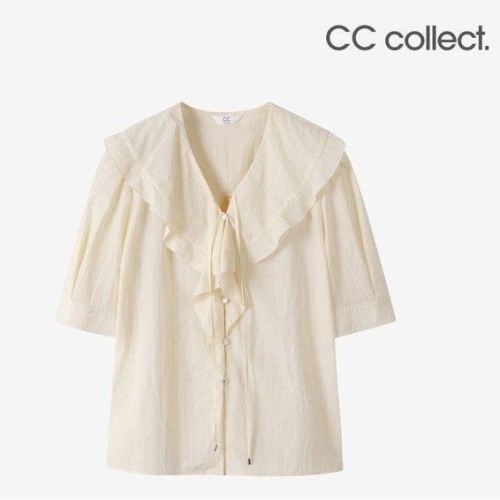 씨씨콜렉트 타이 러플 하프슬리브 블라우스 C252PSC135