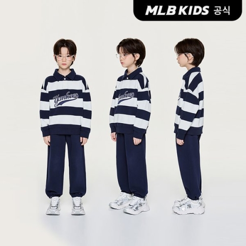 MLB키즈 스포티브 바시티 럭비 스트라이프 카라 맨투맨세트 (7AS2V0261)