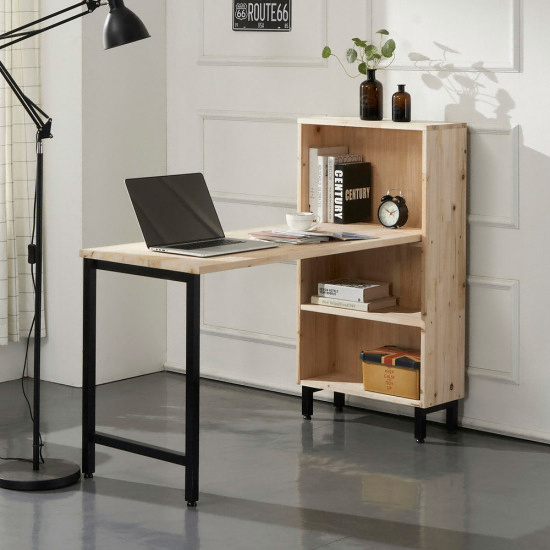 히트디자인 앙팡 삼나무 2자 철다리 책상 1200 (120x55cm)_이미지