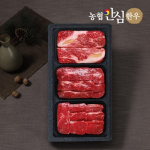 농협안심한우 1등급 감사로스세트 꽃등심+채끝+안심 팩당400g 총 1.2kg_이미지