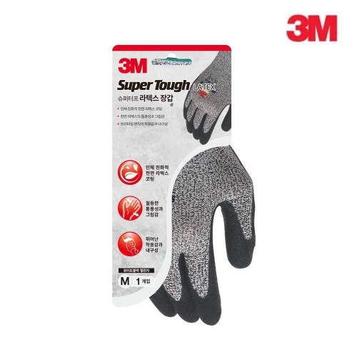 3M 슈퍼터프 라텍스장갑 1개입 화이트블랙멜란지