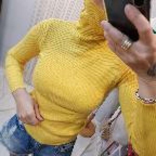 여성 옐로우 골지 목폴라 WB41929