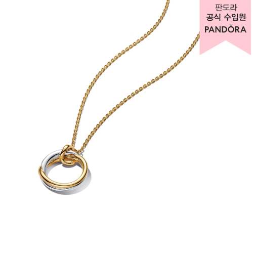 판도라 오가니컬리 쉐입드 투톤 펜던트 네크리스 363882C00-45_이미지