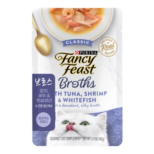  팬시피스트 브로스 참치, 새우&흰살생선 in 진한 생선 육수 파우치 40g [32개]