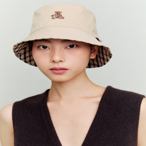 닥스 여성 닥스베어 자수장식 체크 리버시블 버킷햇 DCHE6E119I2_이미지