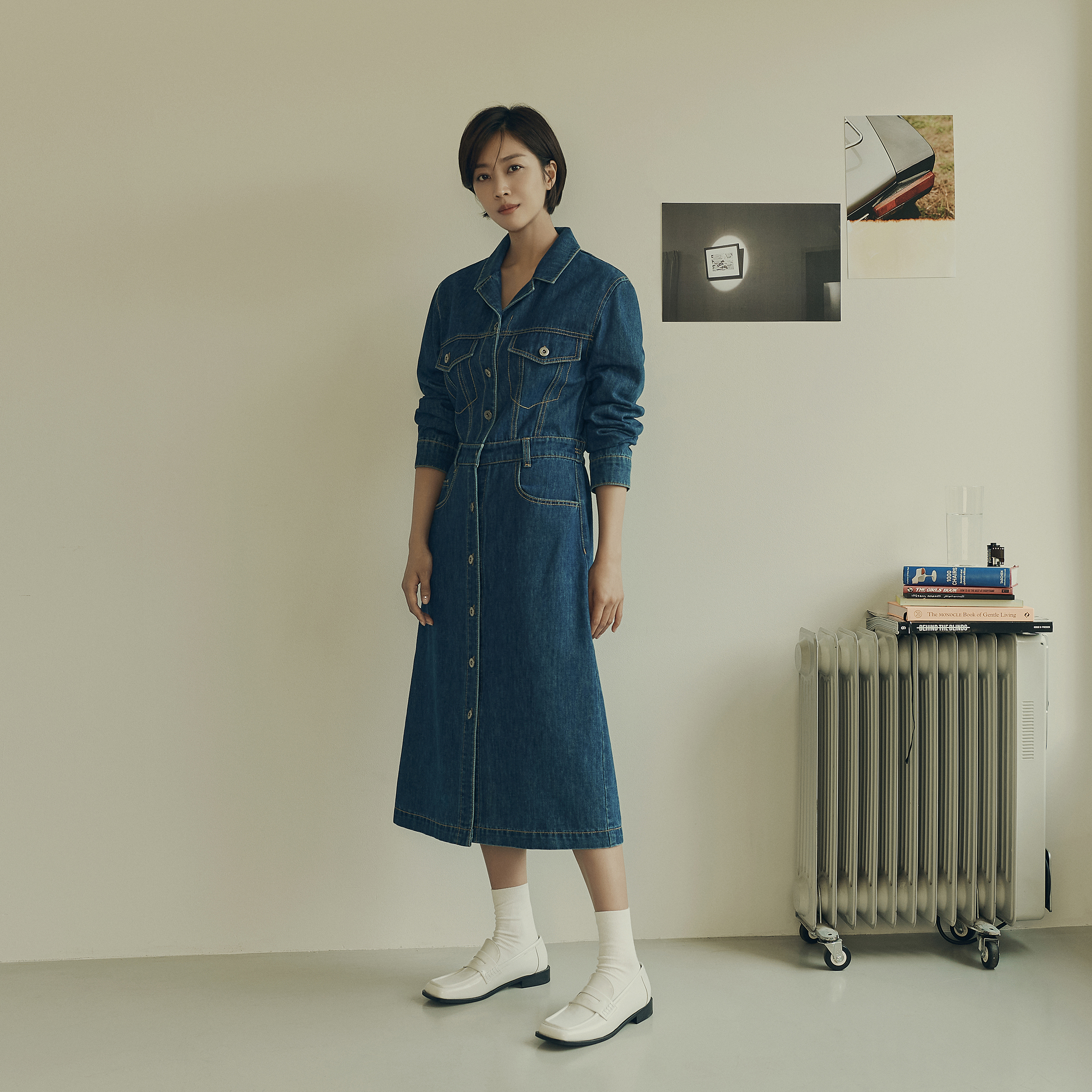 오픈카라 데님 원피스 MWOP6203