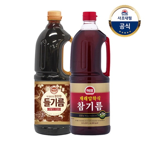 참진한들기름1.8L x1개 +재래압착식참기름1.8L x1개
