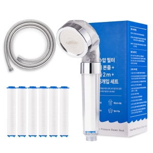 홈 파워수압 필터 샤워기 + 샤워줄 2m + 필터 6개