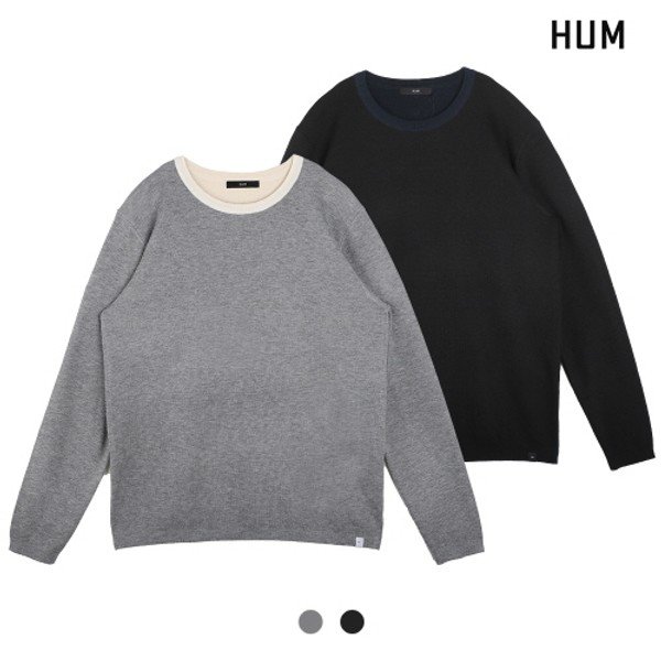 HUM 반가다 배색 라운드 풀오버_FHOWCWR102M