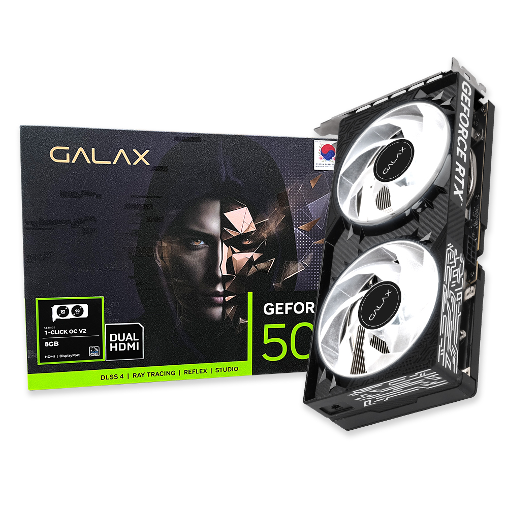 갤럭시 GALAX 지포스 RTX 5060 BLACK OC V2 D7 8GB DUAL HDMI이미지입니다. 누르면 해당 게시물로 새창이동합니다.