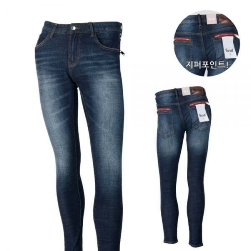 에이치플러스몰 아이캔 남성 레드지퍼 베이직 진청바지 MCPIC8005F9청 남자청 심플청 캐쥬얼 일자청 의류_이미지