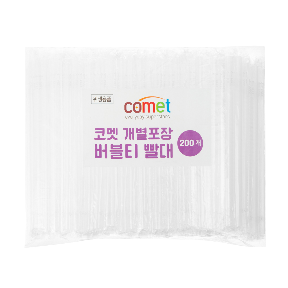 쿠팡 코멧 개별포장 버블티 빨대 (200개)_이미지