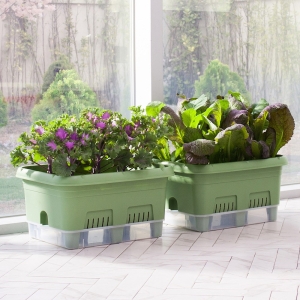 이즈리빙 대용량 저면관수 텃밭 화분 + 배양토 20L 495 395 255 mm 그린 화분_이미지