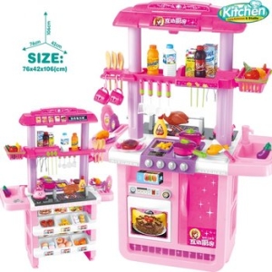 플레이그라운드 초대형 양면 바베큐 마트 주방놀이 핑크 VDWDA2500P_이미지