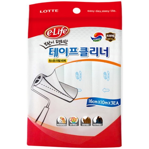 롯데알미늄 이라이프 테이프클리너 청소용 리필 3롤 (1개)_이미지