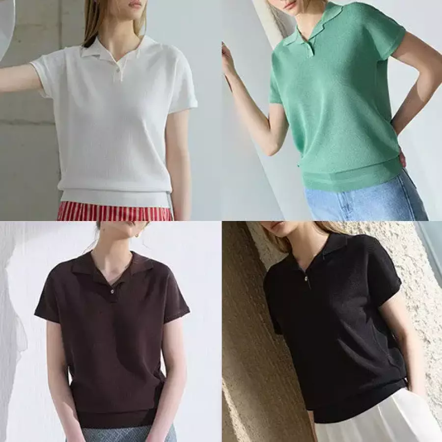데미안 여성 인견 블렌딩 돌먼 카라 타임리스 썸머 니트 4종 DM262F0411KT