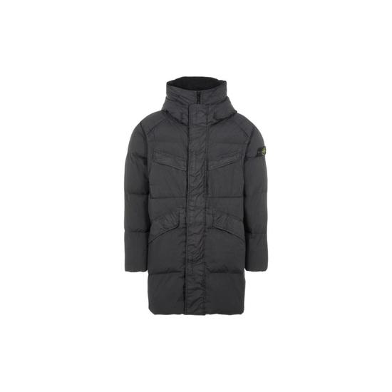 에스티오 ne Island스톤 아일랜드 70123 크링클랩스 후드 롱 다운 자켓 블랙 771570123-V0029