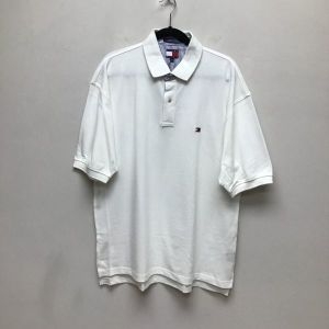 타미 힐피거 남성 화이트 데드스톡 90년대 플래그 기본 2버튼 폴로 셔츠 XL 새 64613059635