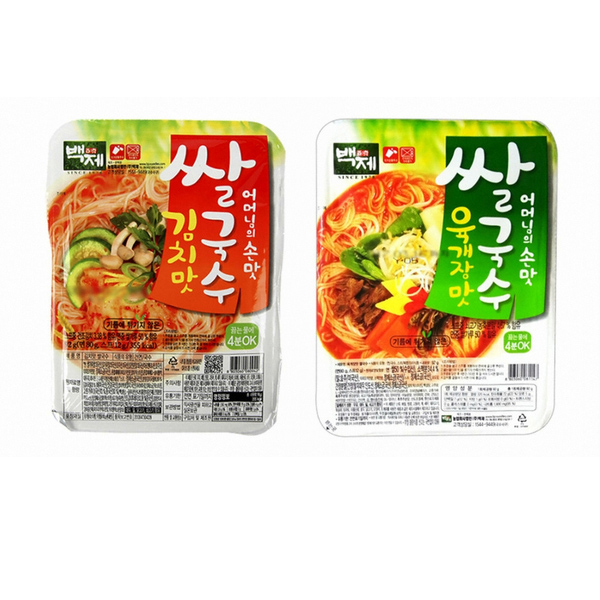 백제 쌀국수 김치맛 92g+육개장맛 92g (10개)_이미지