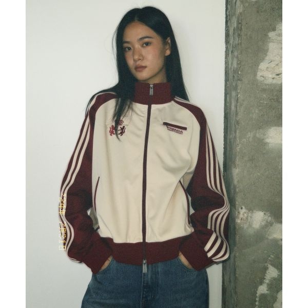 프렌다프롬플랜트 프렌다 PRENDA RAGLAN TRACK JERSEY JACKET BEIGE BRICK RED PRTFAWJK10WE1 3045..
