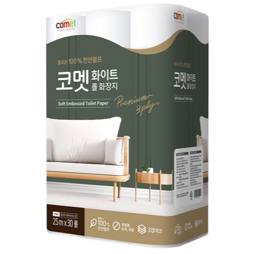 코멧 화이트 롤 화장지 25m (30롤)