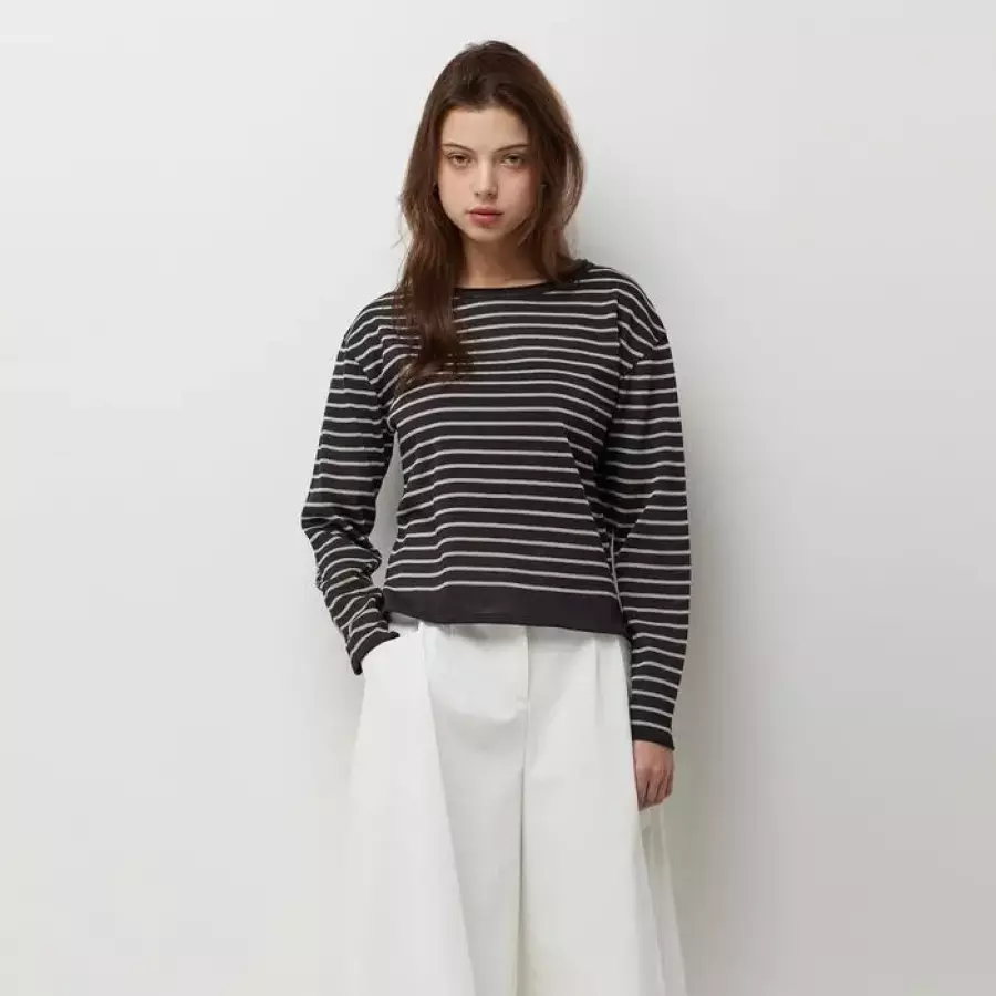 SISLEY 2컬러 라운드 넥 스트라이프 니트 SAKP70641 SAKP70641EE 1929242_이미지