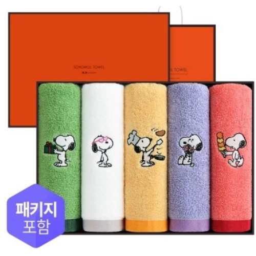 송월타월 조이풀 스누피 5매 선물세트