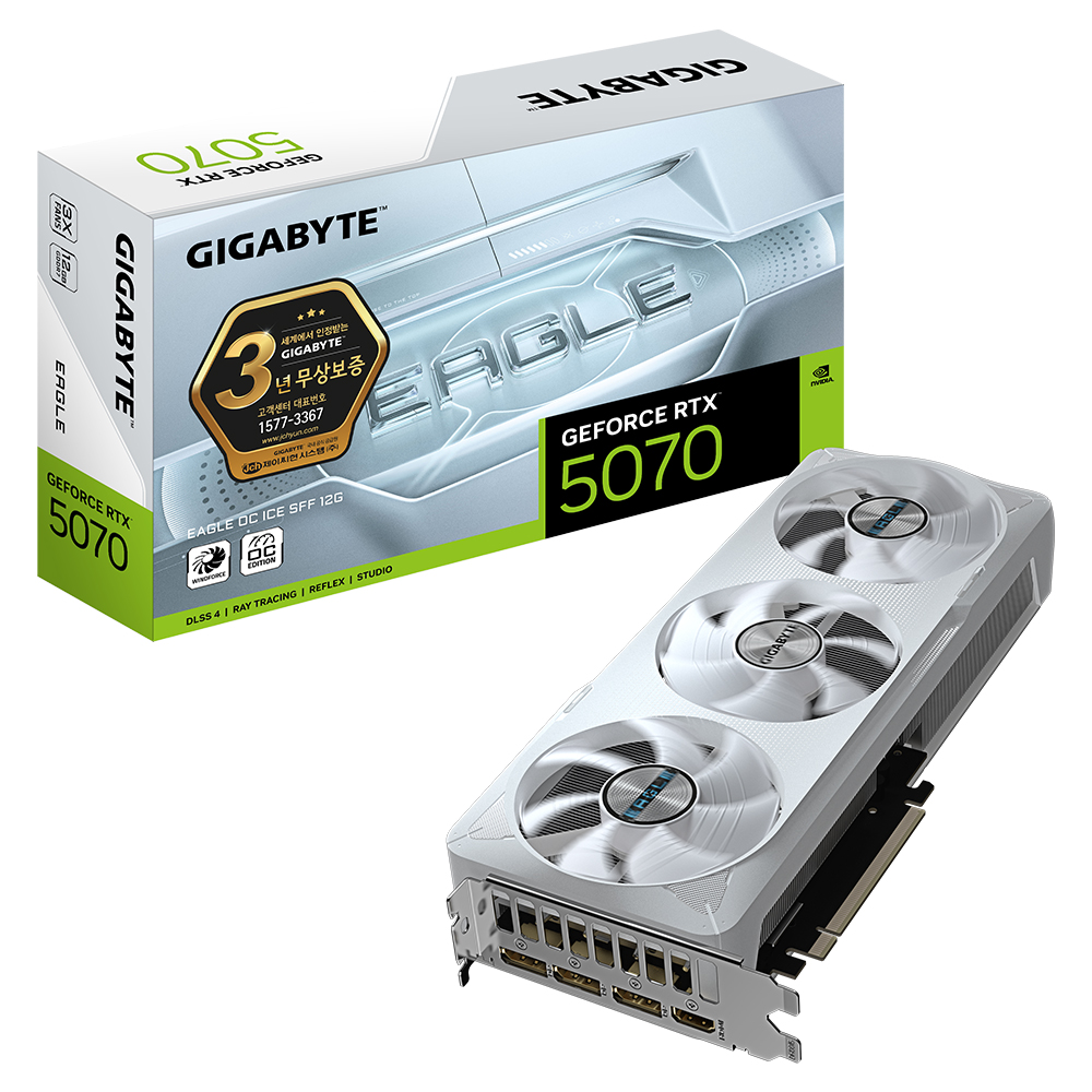 GIGABYTE 지포스 RTX 5070 EAGLE OC ICE SFF D7 12GB 제이씨현이미지입니다. 누르면 해당 게시물로 새창이동합니다.