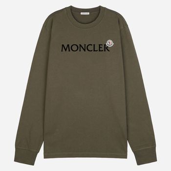 로고 패치 긴팔 티셔츠 올리브 그린 153750337