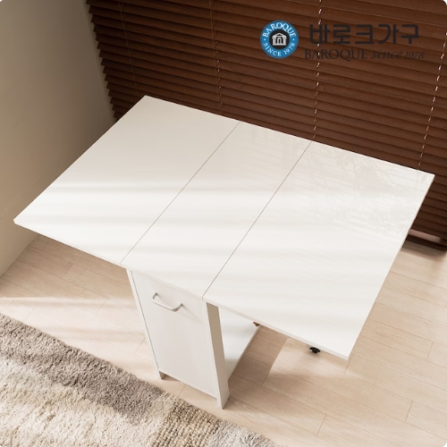 바로크가구 폴드 하이그로시 이동식 확장형 접이식 식탁 1200 (의자별도)_이미지