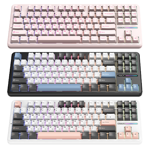 AULA F87 Pro 유무선 기계식 인디고 블랙 한글 (저소음 피치축 V2)_이미지