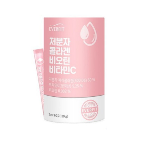 내츄럴플러스 에버핏 저분자 콜라겐 비오틴 비타민C 60포 (2개)