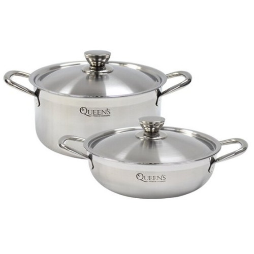 키친아트 퀸즈 통3중 스텐 냄비 2종 E (양수24+곰솥28)