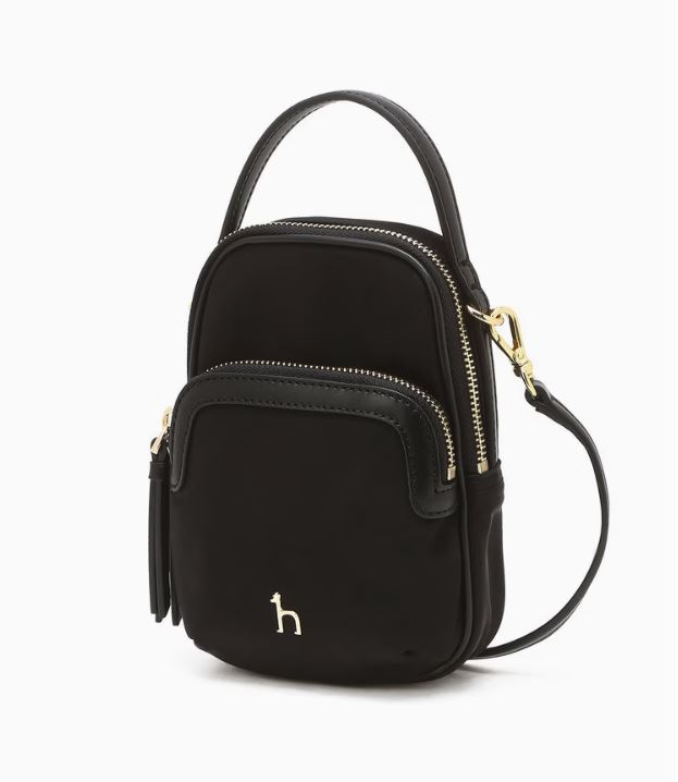 LF 헤지스 블랙 나일론 더블지퍼 크로스 미니백_HIWA6F430BK