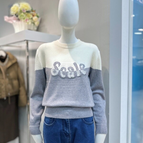 더틸버리 레터링 배색 라운드 풀오버니트MTR2M1PO55W_DG