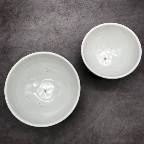 여주도자기 배꽃 정감 도자기 공기대접 공기