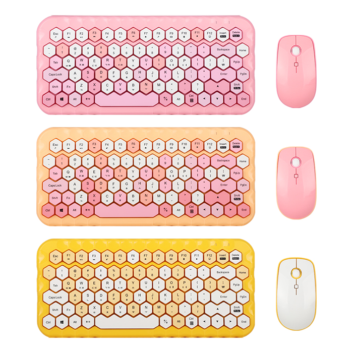 앱코 WKM620 TKL 멀티 컬러 육각키캡 무선 미니 키보드 마우스 세트 (핑크)_이미지
