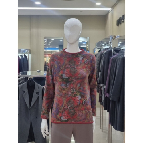 기타 베아뜨리체 겨울 신상 퍼넬네크라인 레드 블라우스 티 BRWBL6010_이미지