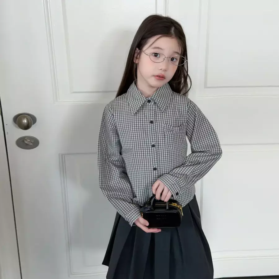 마이크로 체크 크롭 셔츠 R21329