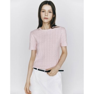 지오다노 NEW 여자 꽈배기 반팔 니트 스웨터 355521_이미지
