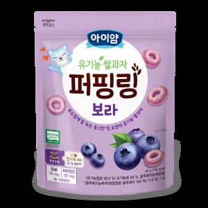 일동후디스 아이얌 유기농 쌀과자 퍼핑링 보라 블루베리 40g (1개)