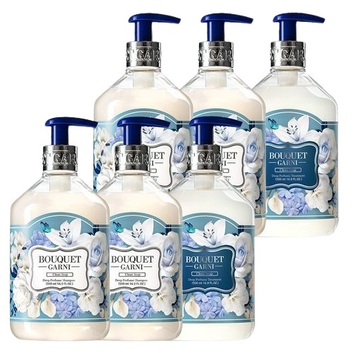  부케가르니 딥 퍼퓸 샴푸 클린솝 500ml 4개+트리트먼트 500ml 2개 6종세트