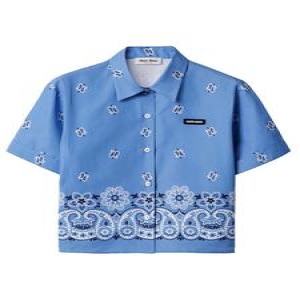 미우미우 셔츠 MK1951SOOO 17XX F061M AZZURRO BIANCO_이미지
